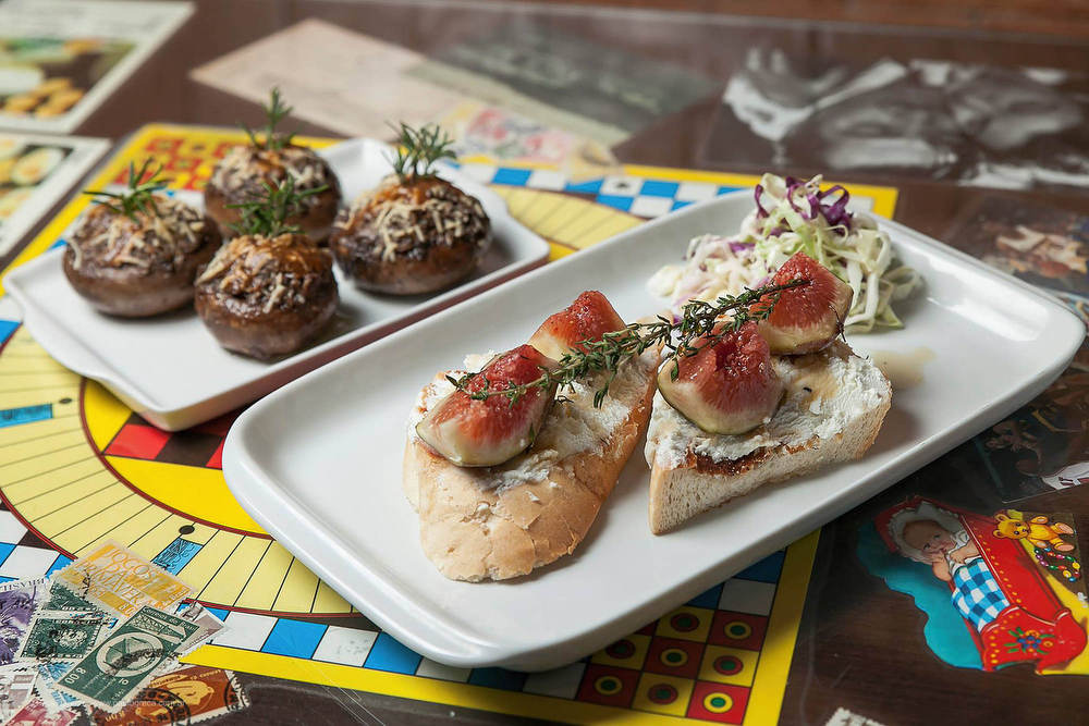Champignon Rei e Bruschetta de Figo